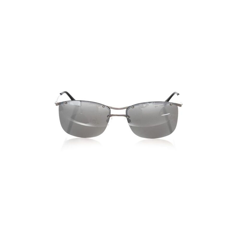 Frankie Morello Silver Metallic Fibre Men Men's Sunglass